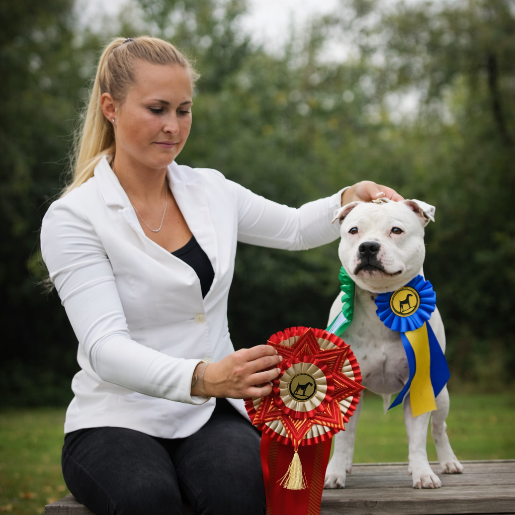 Jonna med sin staffe och utställningspriser
